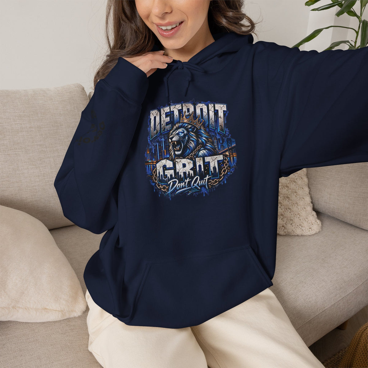 Detroit Grit graphic Hoodie | Motor City skyline, industrial vintage design