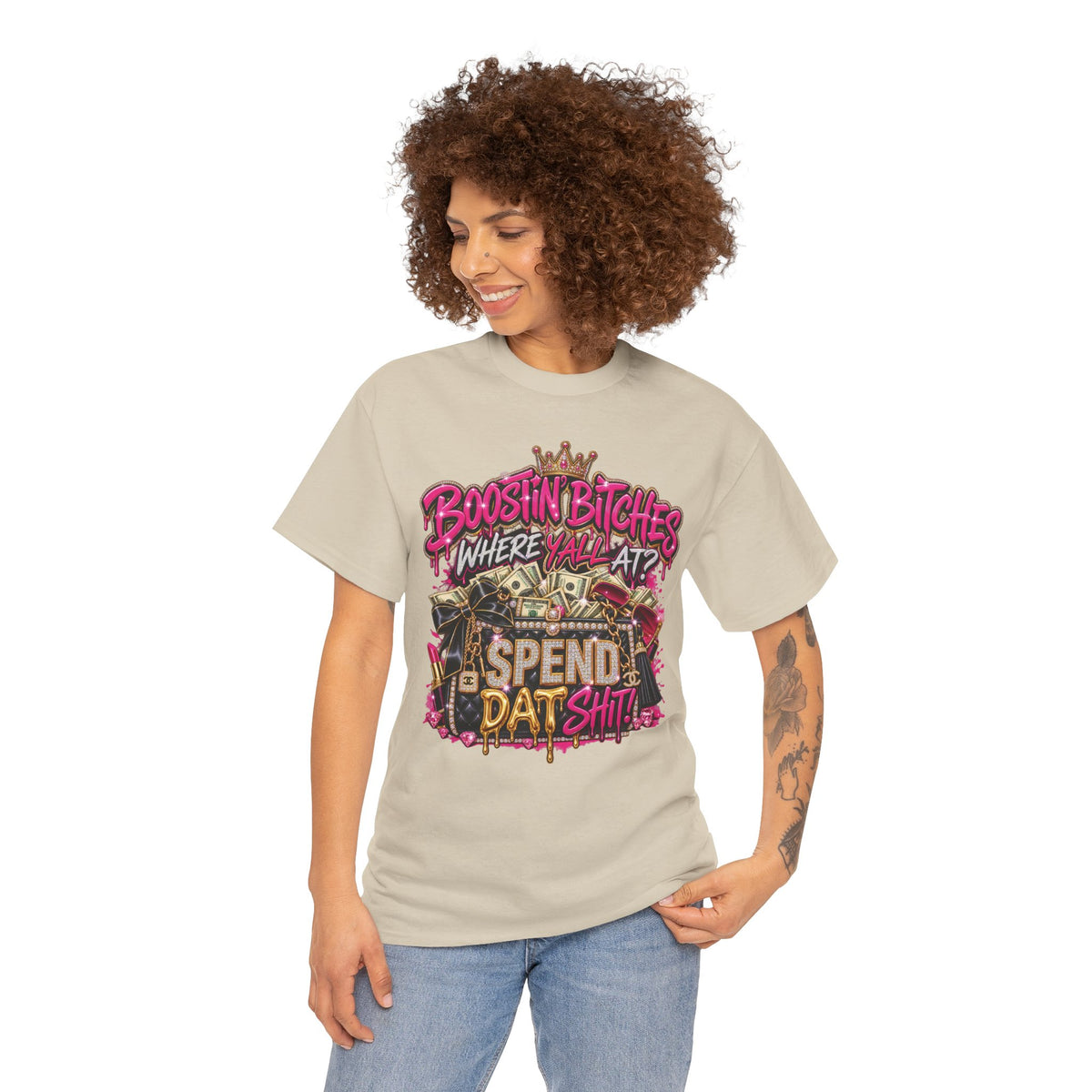 Boostin Bitches Where Y'all At? graphic tee | Money skull streetwear