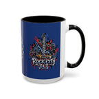 Detroit Rock City 313 Blue Accent Mug | Cityscape Guitar Graffiti Design