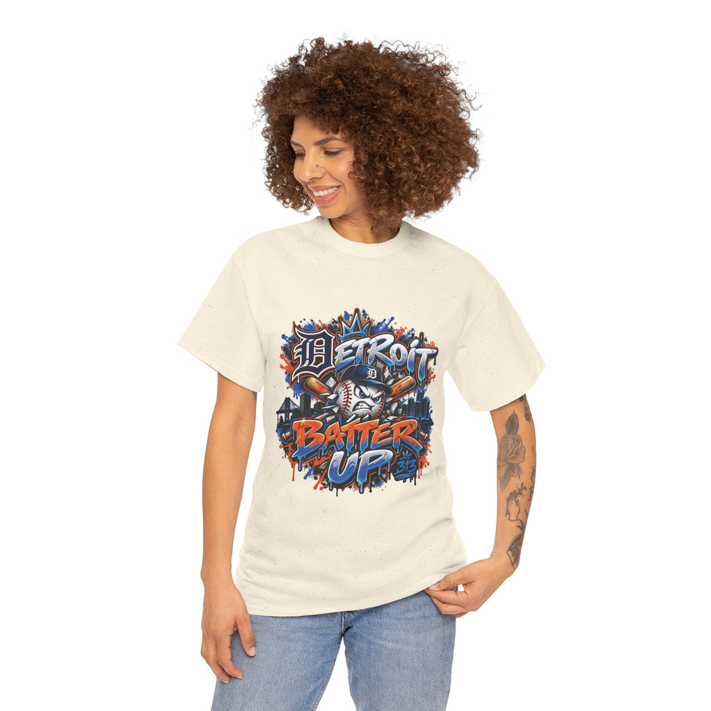 Detroit Batter Up T-Shirt | Baseball City Skyline Tee