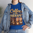 Coffee Is My Therapy T-Shirt | Coffee Cups Illustration, Cozy Beverage Tee