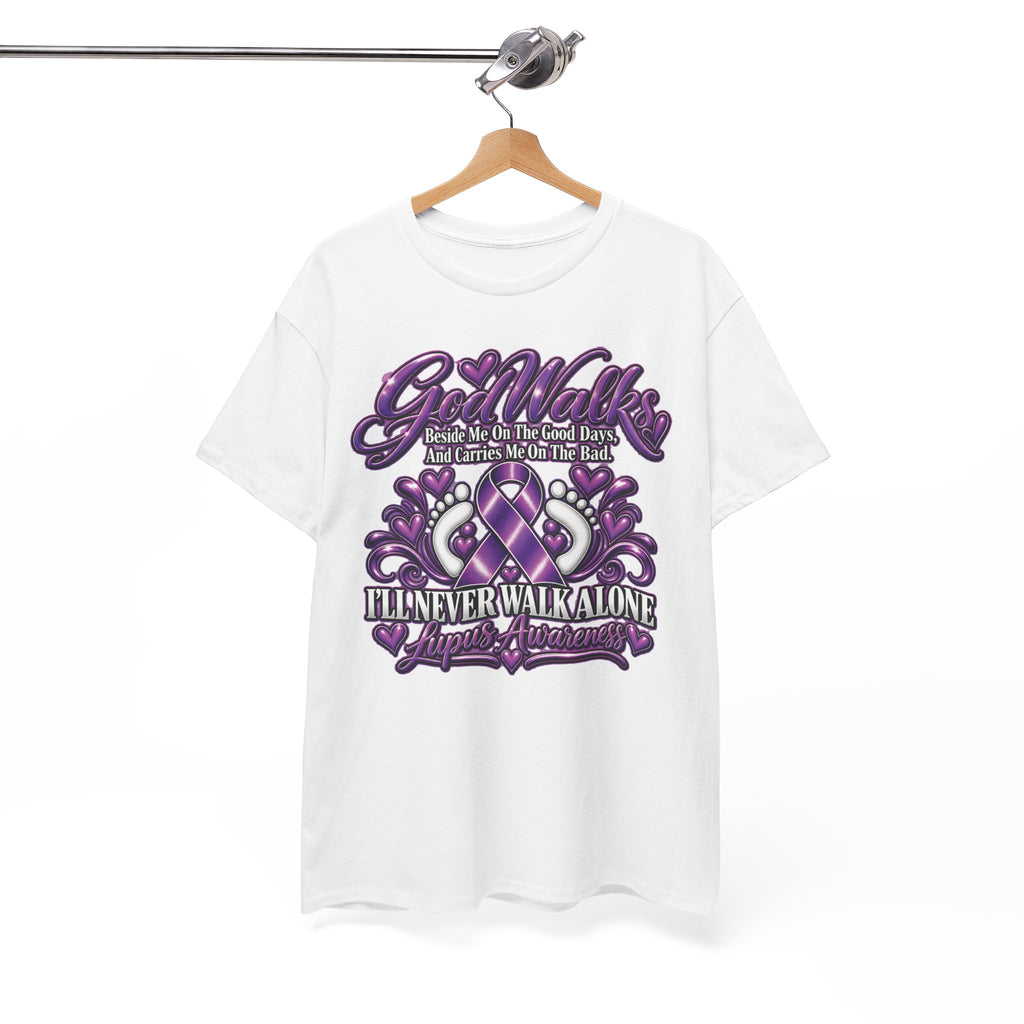 Never Walk Alone Lupus Ribbon Tee | Purple Awareness Ribbon, Support Shirt