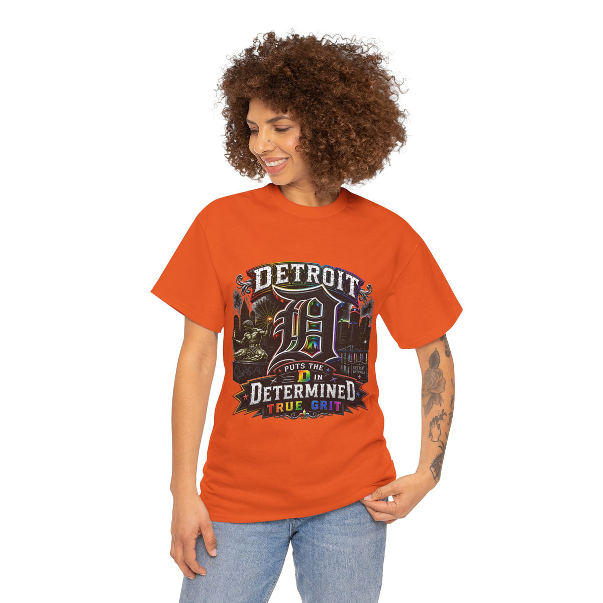Detroit D Skyline Determined True Grit T-Shirt | City Pride Tee