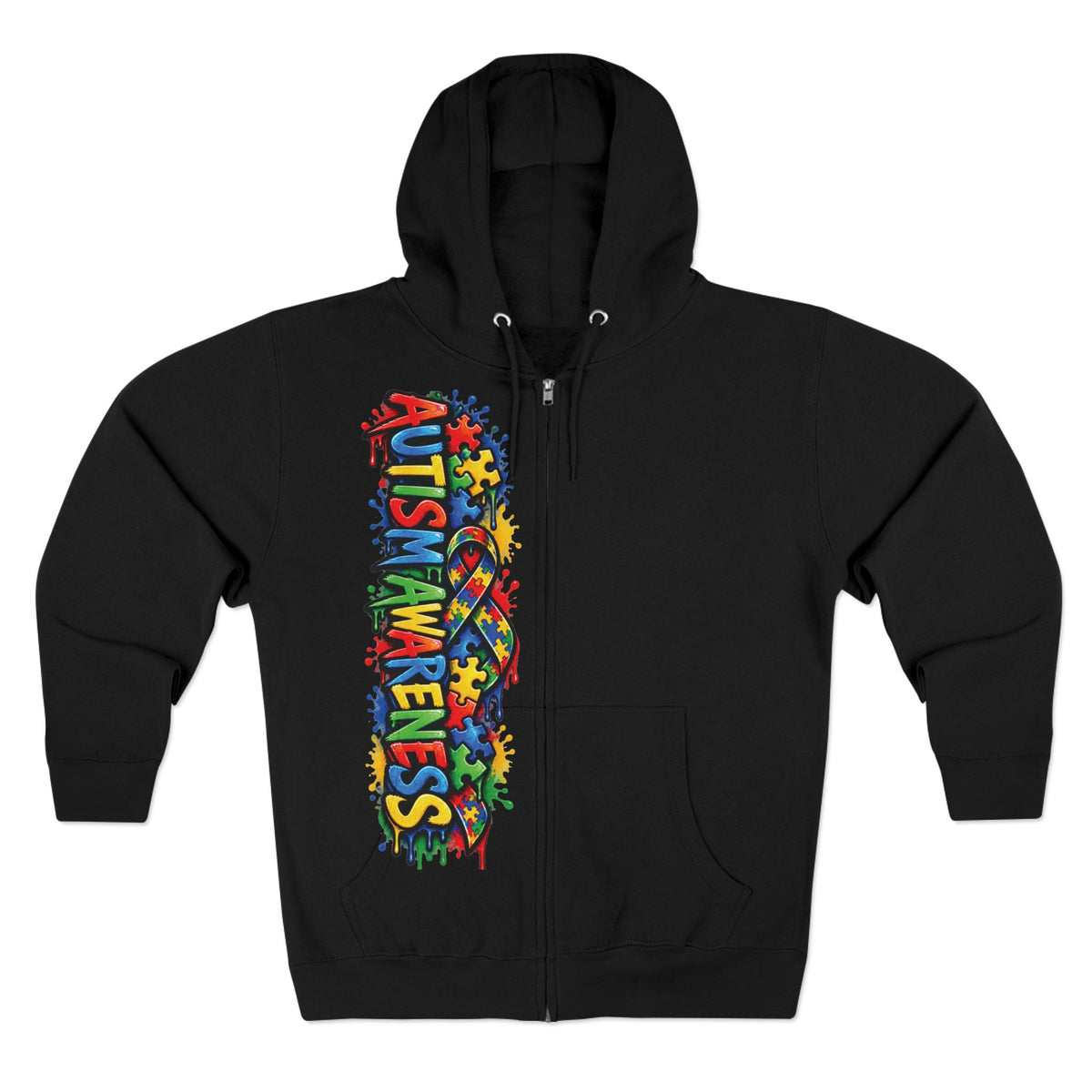 Autism Awareness Puzzle Heart Zip Hoodie | Colorful Awareness Design