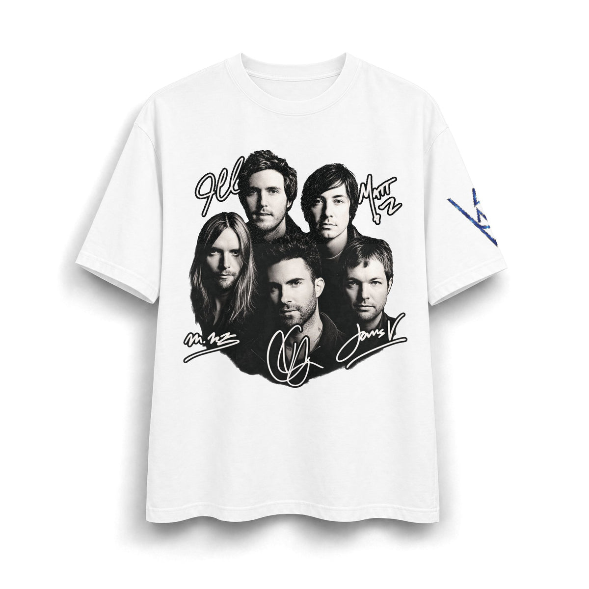 Signed Band Portrait T-Shirt Maroon 5 | Retro Rock Logo on Back