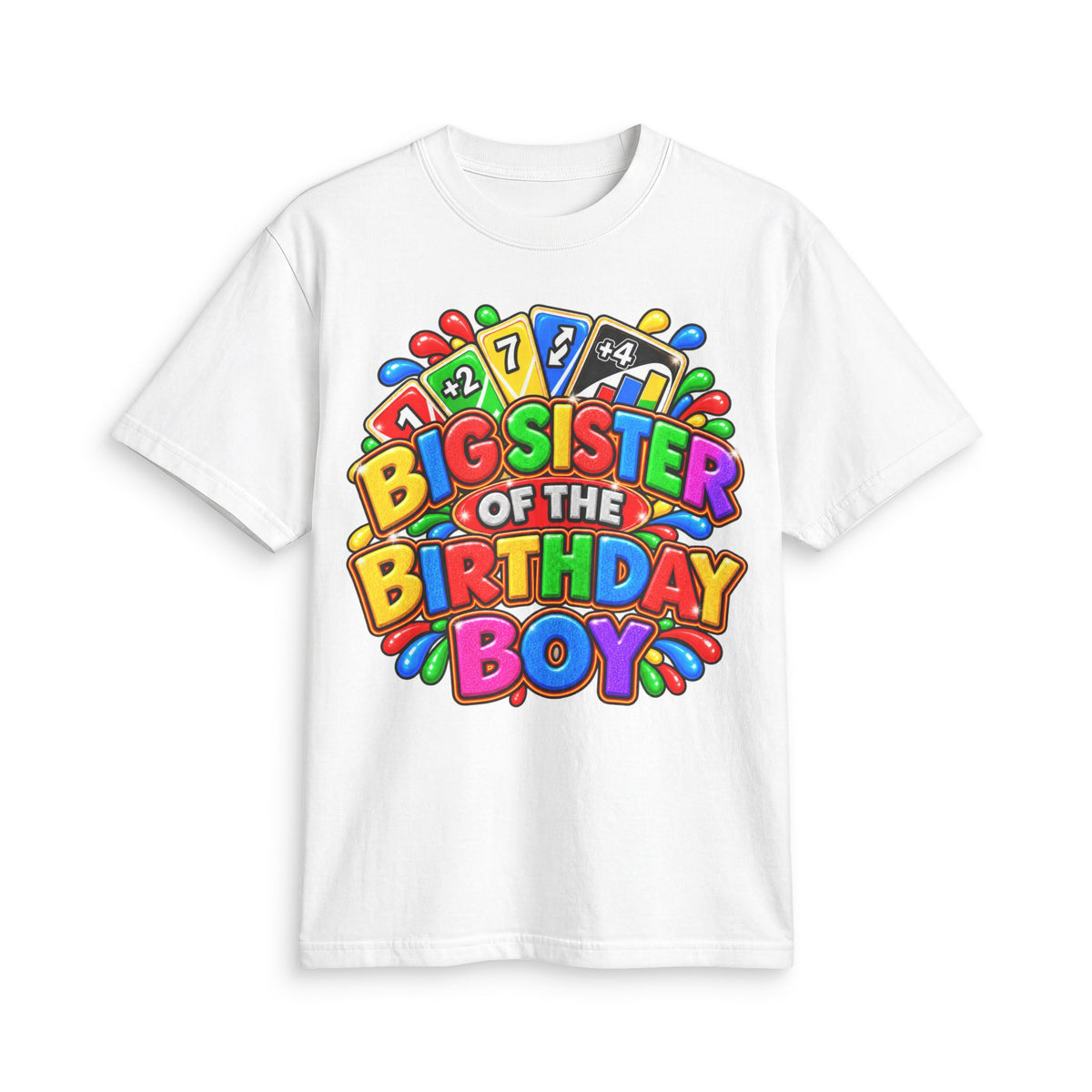 Big Sister of the Birthday Boy T-Shirt | Colorful Party Design