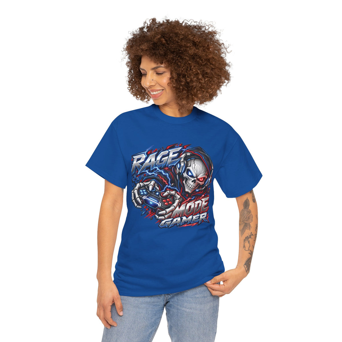 Rage Mode Gamer Skull Graphic T-Shirt