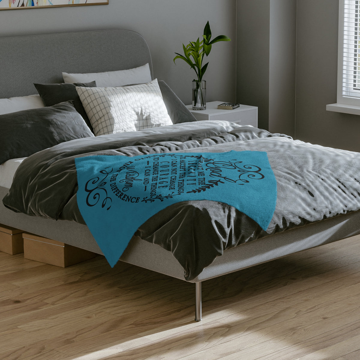 Serenity Prayer Script Blanket | Velveteen Microfiber Throw