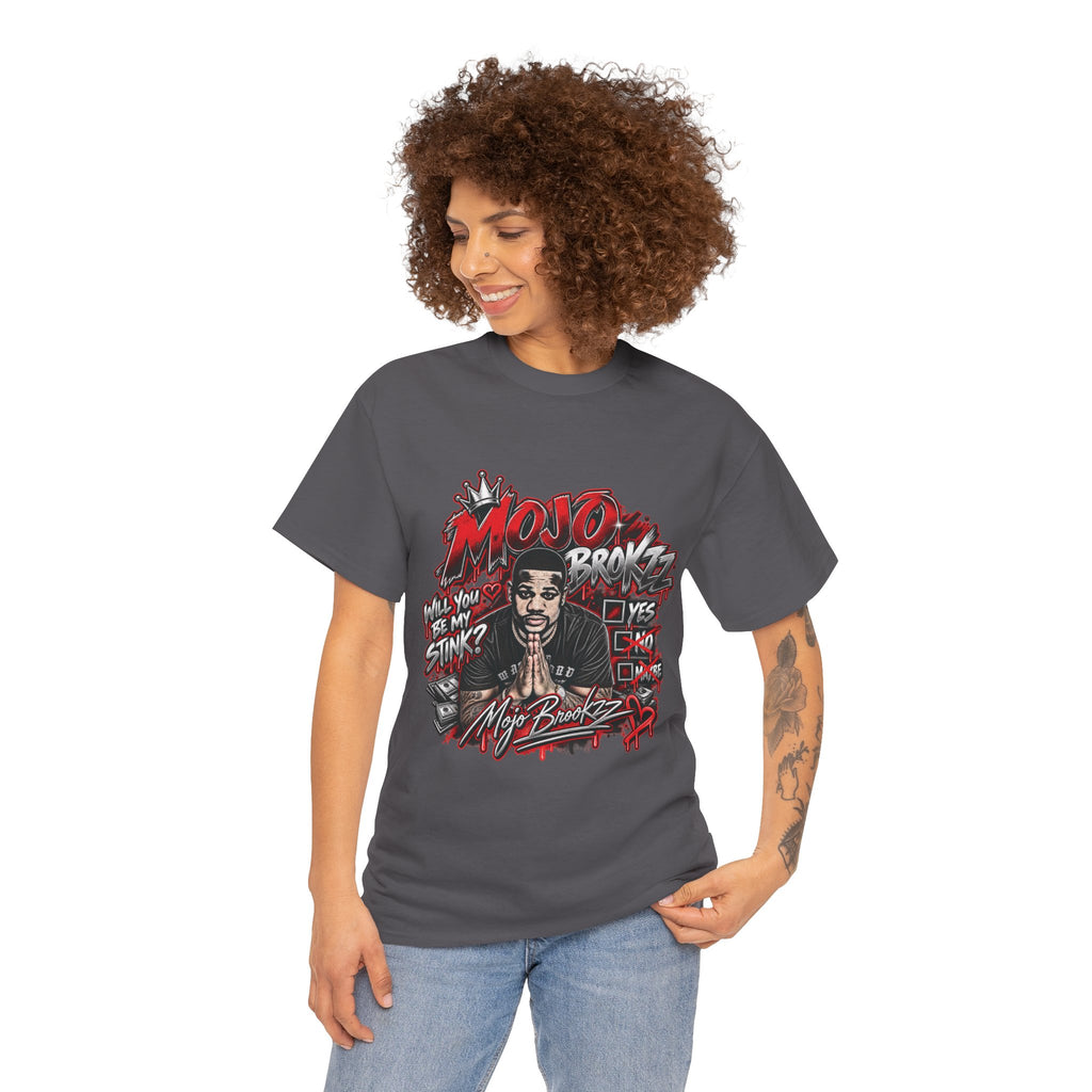 Mojo Bronze Graphic Tee | Urban Graffiti Portrait, Red Black Illustration