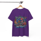 Detroit Skyline Collage T-Shirt | Motor City Landmarks, Vintage Neon Design