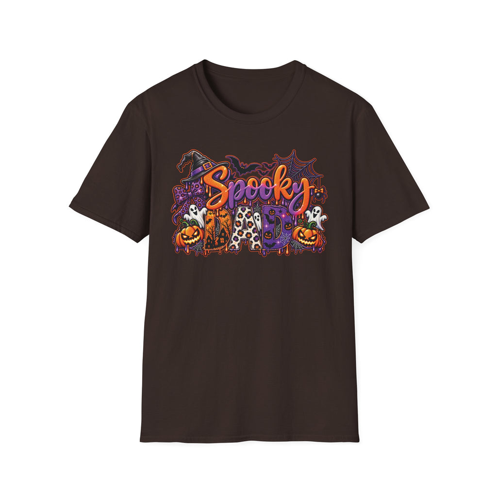 Spooky Dad Halloween Haunted House T-Shirt | Pumpkin Ghosts Witch Hat