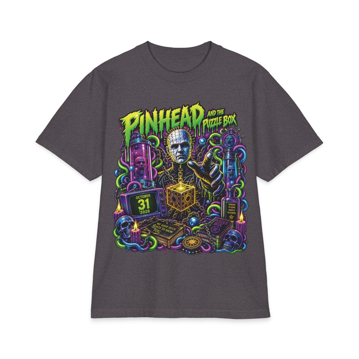 Pinhead Puzzle Box Illustration T-Shirt | Horror Movie Graphic Tee
