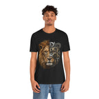 Lion Face Split Design T-Shirt | Lion Typography Tee