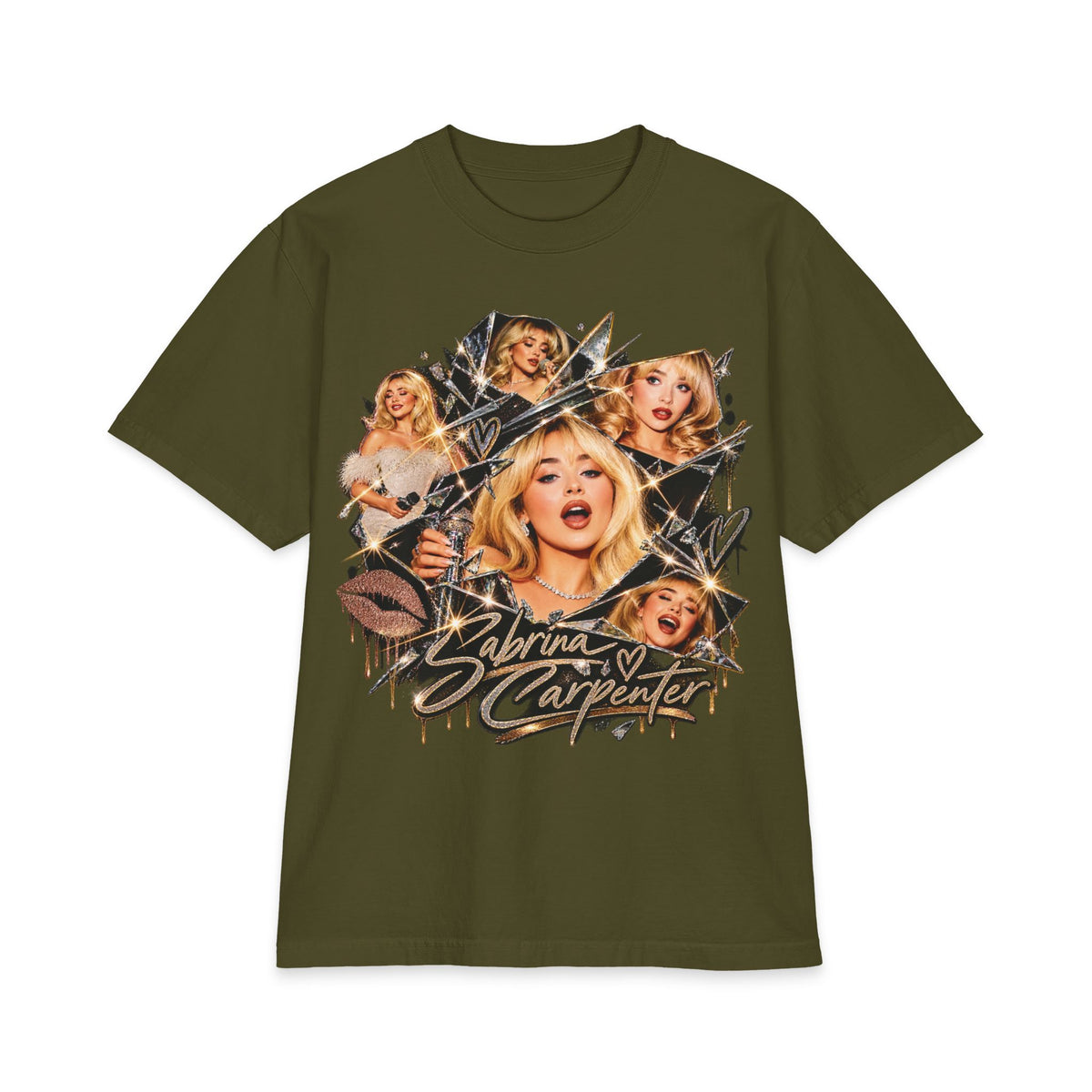 Sabrina C Collage Pinup Portraits T-Shirt | Retro Lip Print Tee