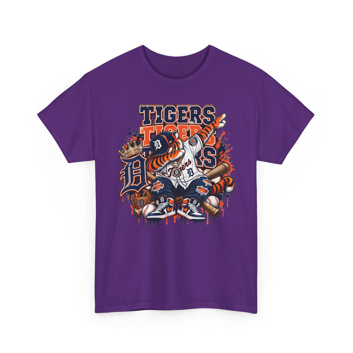 Detroit Tigers Mascot Baseball Tee | Vintage Tiger Batter Design