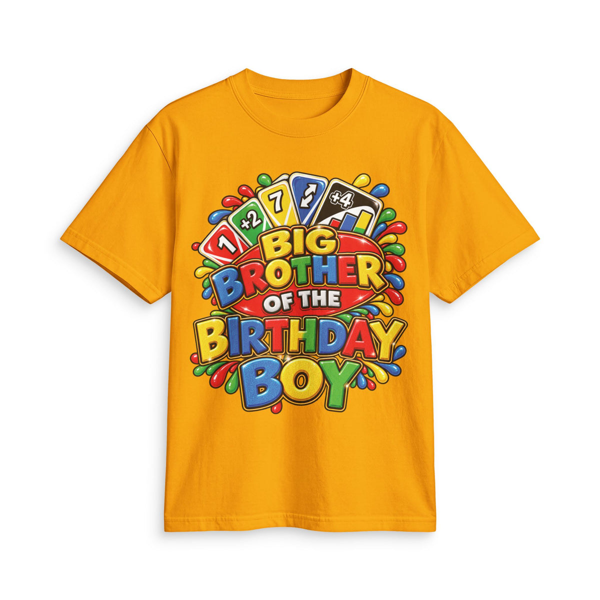 Big Brother of the Birthday Boy T-Shirt | Colorful Game Card Party Design