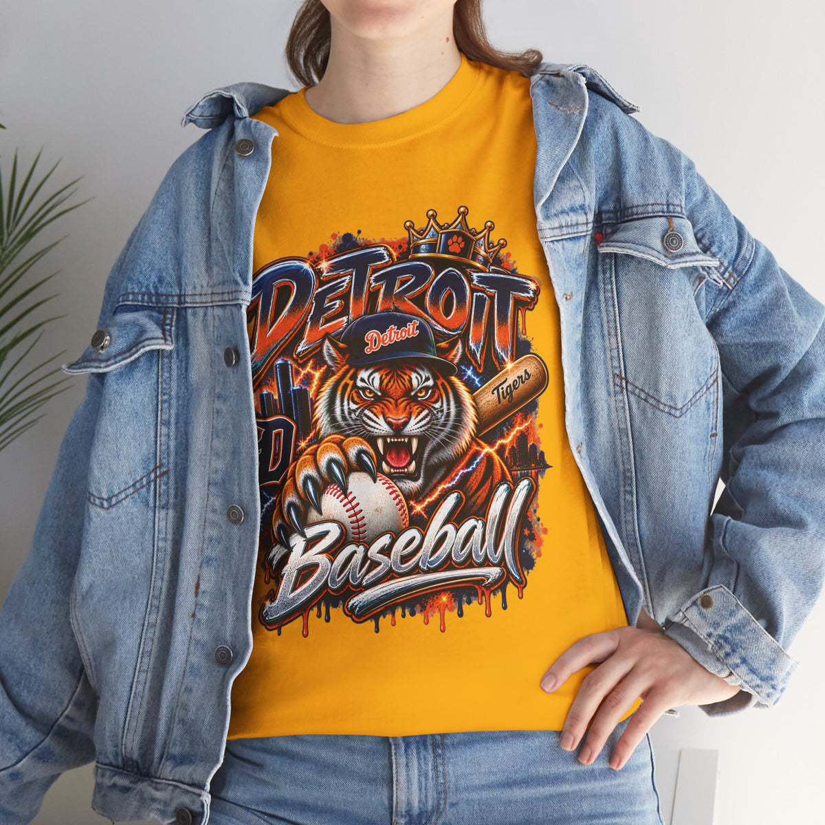 Detroit Tigers Tiger Baseball Tee | Vintage Mascot Detroit Baseball Shirt