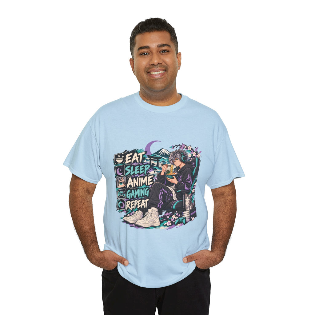 Eat Sleep Anime Gaming Repeat Video Game Graphic T-Shirt