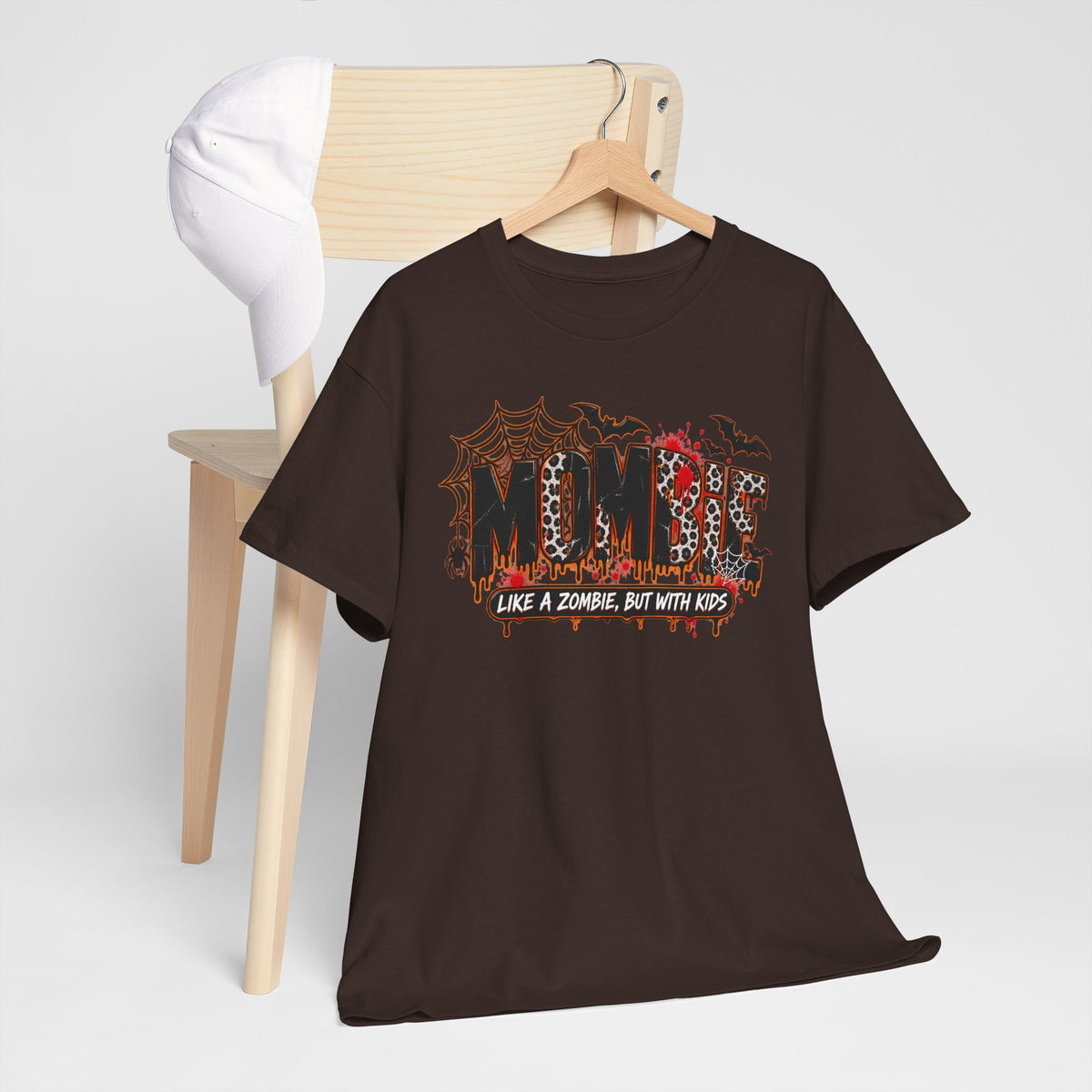 Mombie Mom T-Shirt | Halloween mom tee, spooky bats and cobwebs
