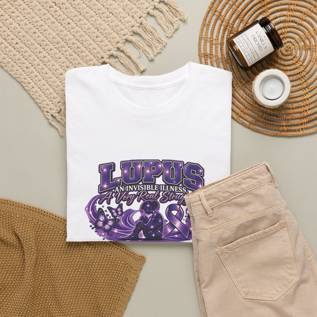 Lupus Awareness Ribbon and Stars Tee | Purple Lupus Support Shirt