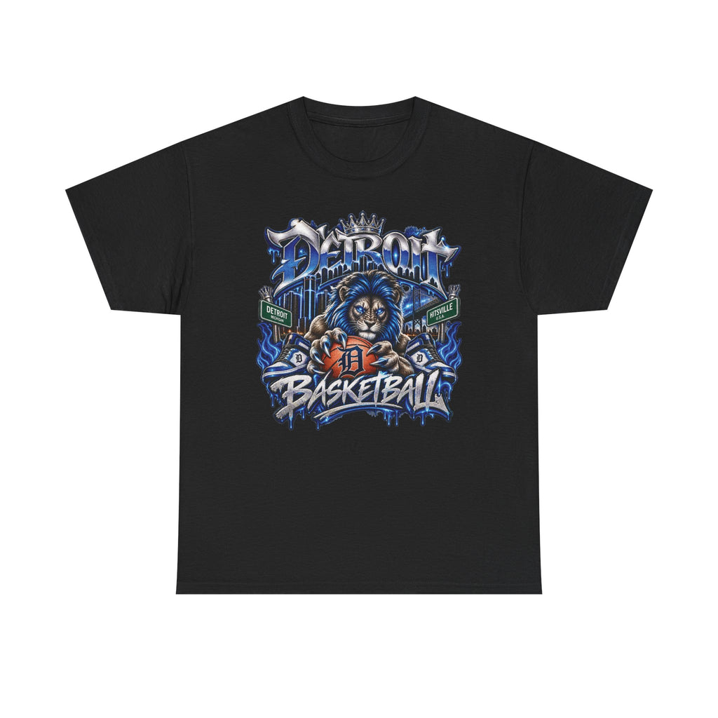 Detroit Basketball Lion Graphic Tee | Motor City D Old English Logo