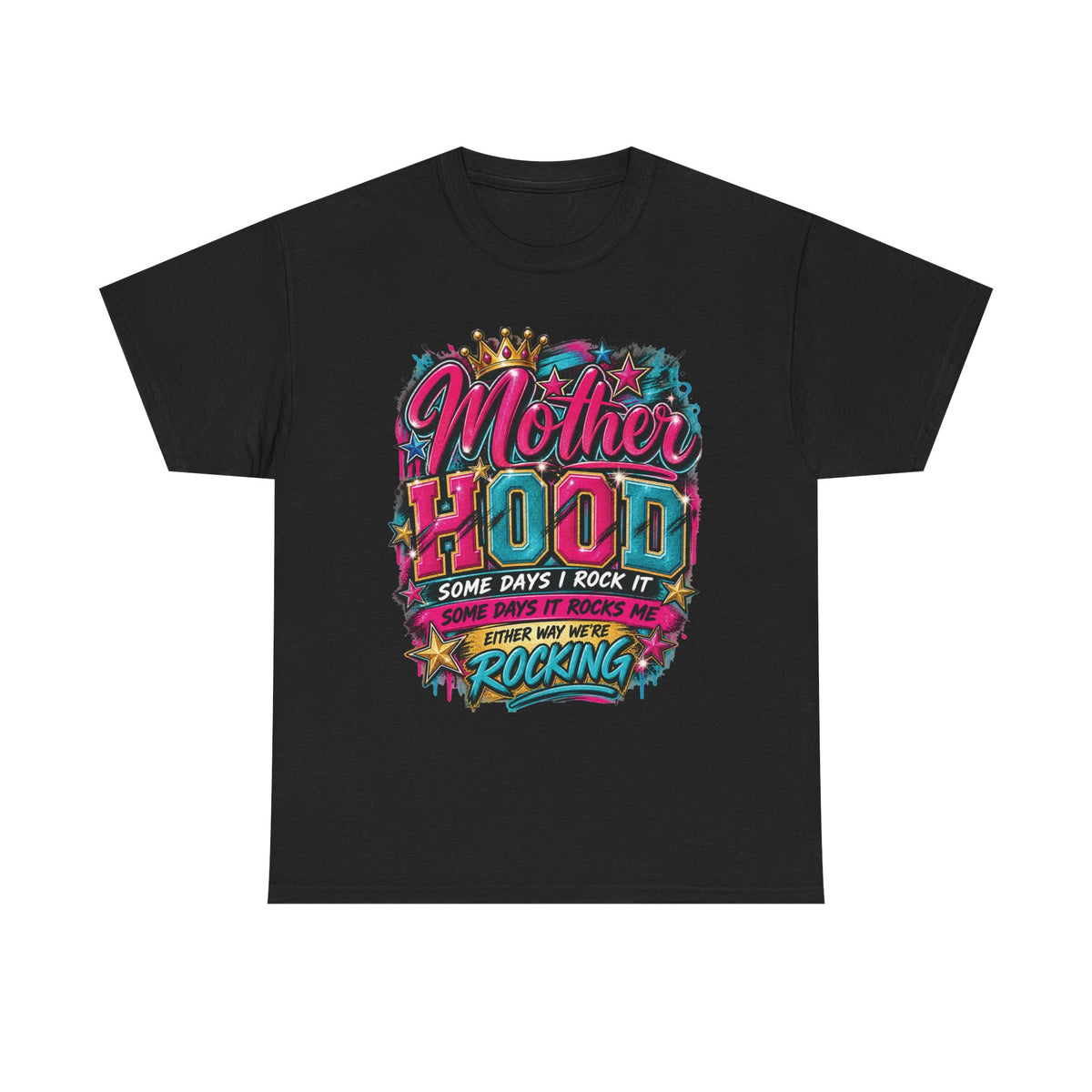 Motherhood Rocking Tee | Colorful Retro Mom Typography Shirt
