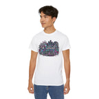 Detroit Nights skyline tee | Retro neon city palm trees graphic T-Shirt