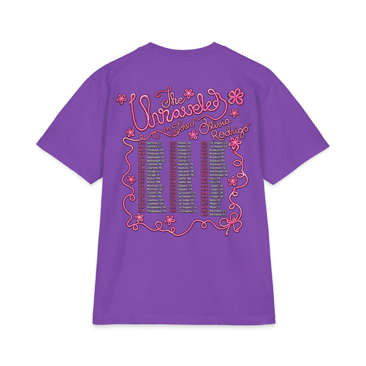 Olivia Rodrigo portrait T-Shirt | tour dates backprint