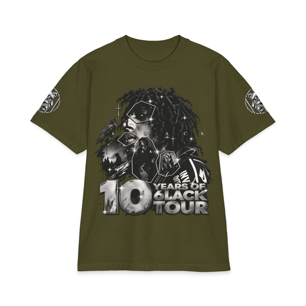 10 Years of 6lack Tour graphic T-Shirt | Number 6 back design