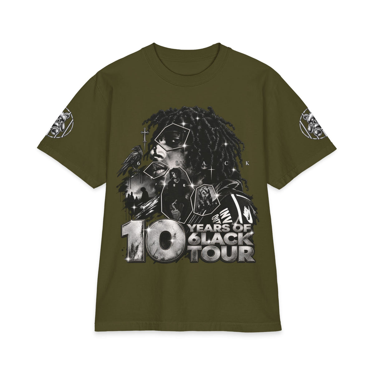10 Years of 6lack Tour graphic T-Shirt | Number 6 back design