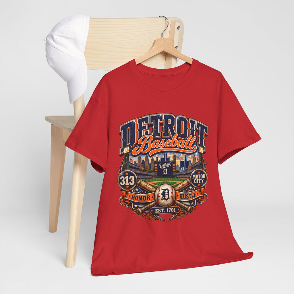 Detroit Baseball Tee | Motor City 313 Vintage Baseball Design