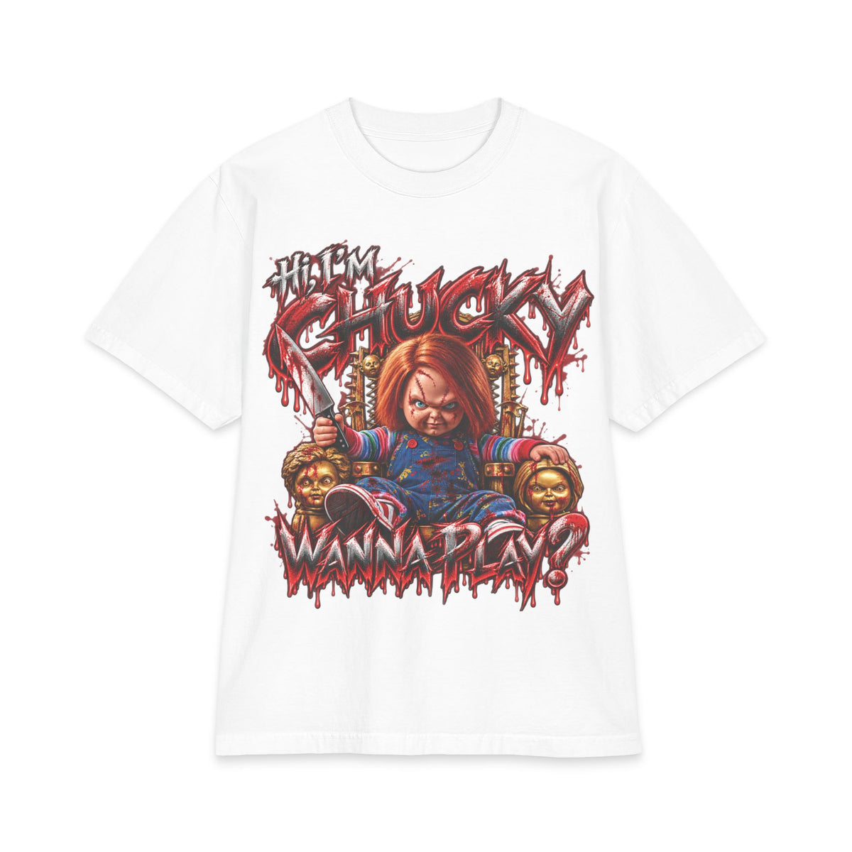 Chucky Slasher Doll Wanna Play T-Shirt | Horror Movie Graphic Tee