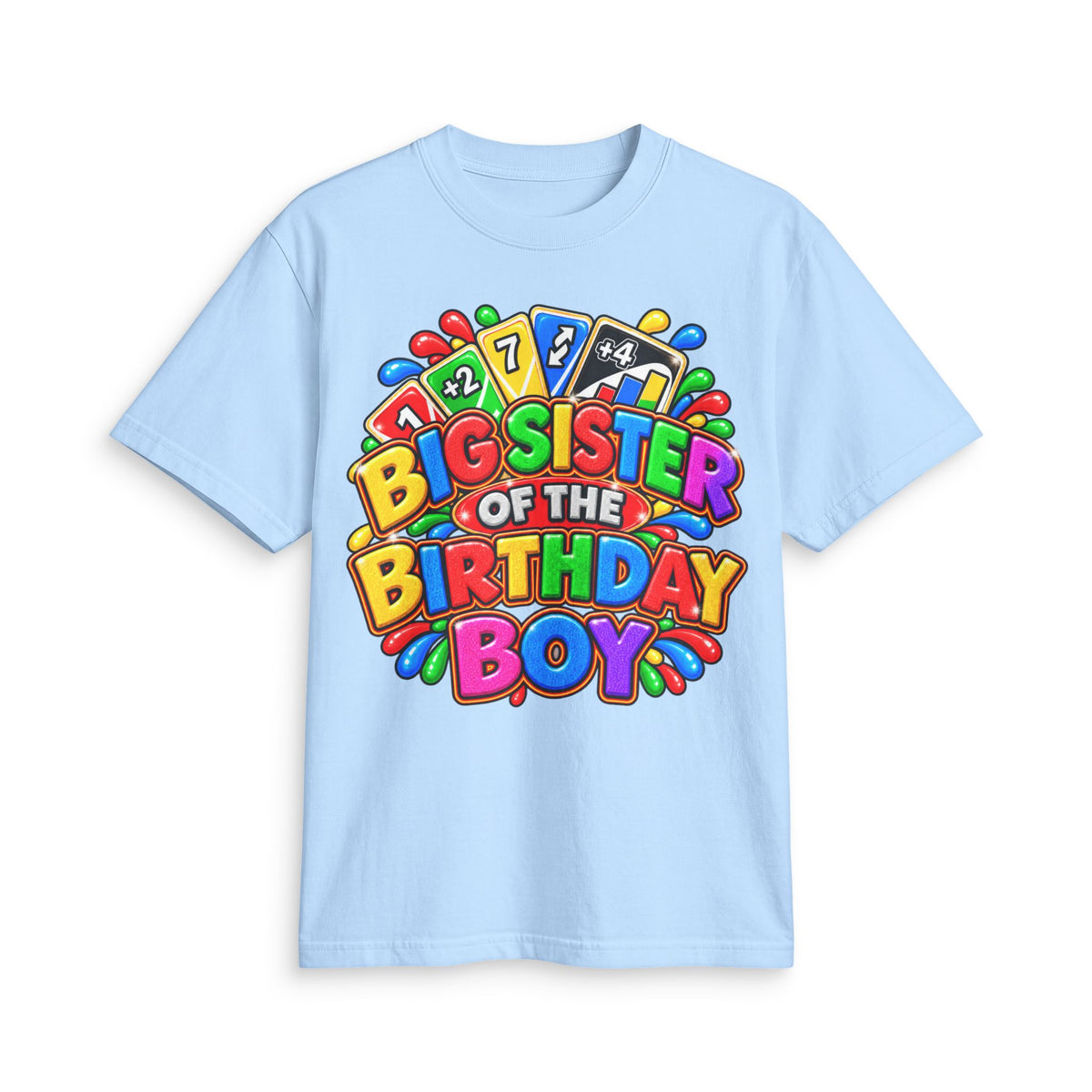 Big Sister of the Birthday Boy T-Shirt | Colorful Party Design
