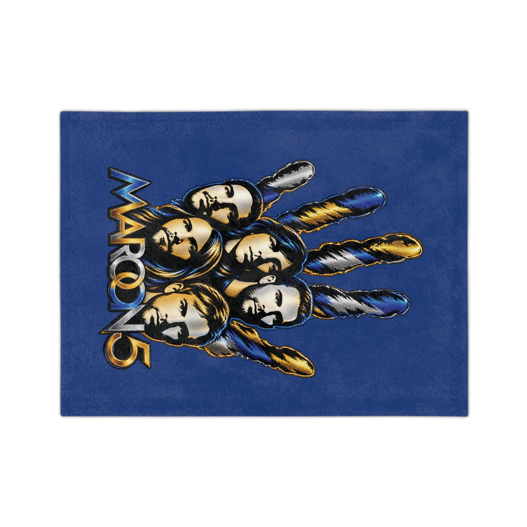 Maroon 5 Band Faces Illustration Velveteen Microfiber Blanket | Music Fan Throw