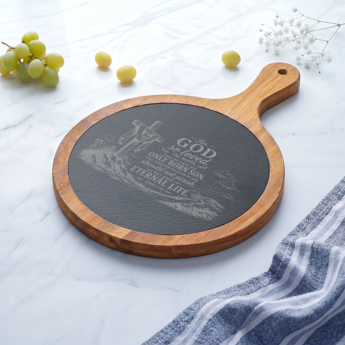 Christian Scripture Engraved Charcuterie Board | Cheese Set