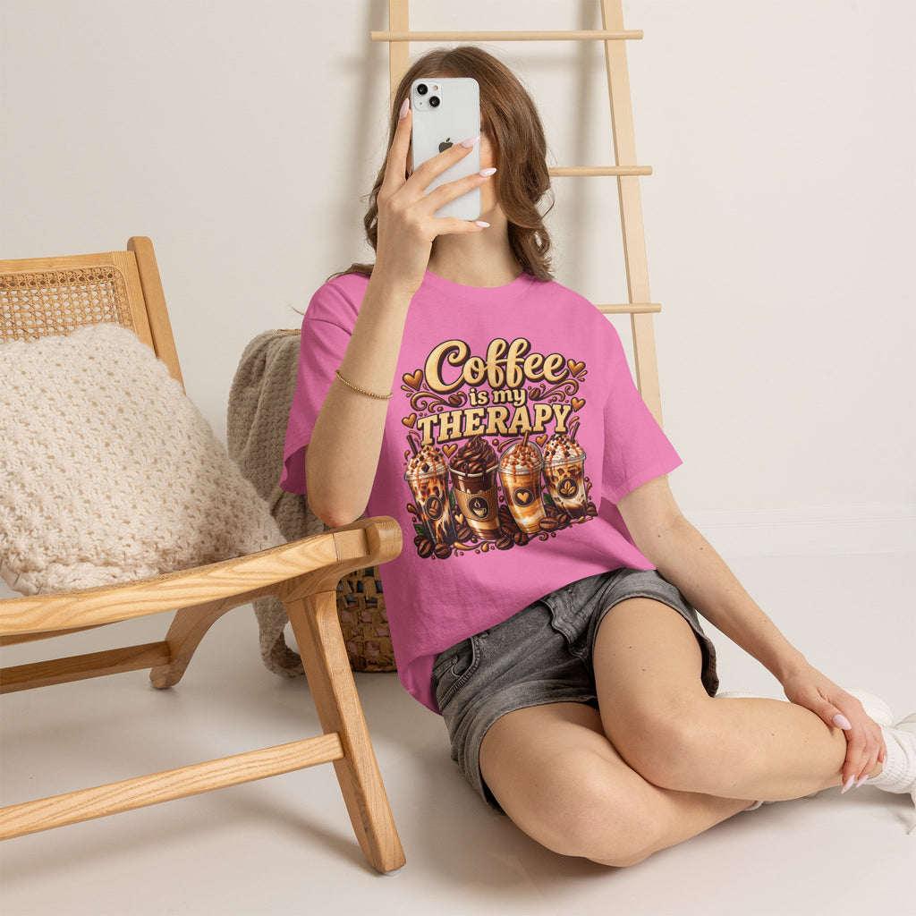 Coffee Is My Therapy T-Shirt | Coffee Cups Illustration, Cozy Beverage Tee