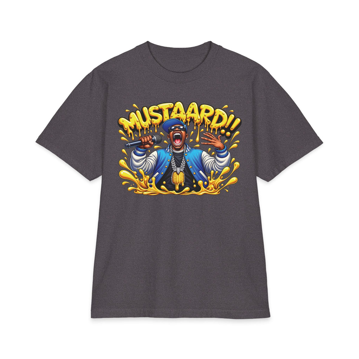 Mustaard!! mascot graphic T-Shirt | cartoon chef, mustard splash