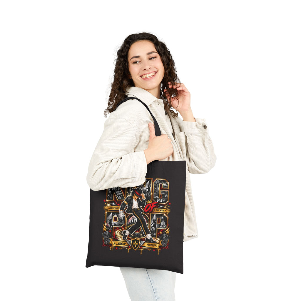 MJ King of Rock design Tote Bag | Retro music graphic canvas tote