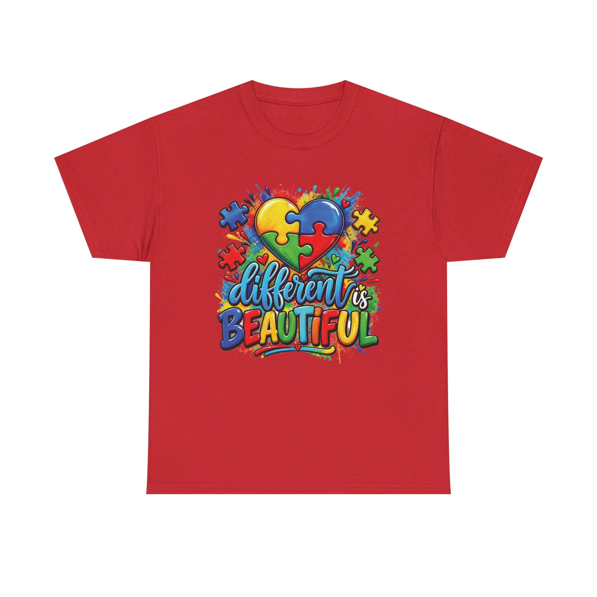 Different Is Beautiful Autism Puzzle Heart T-Shirt | Neurodiversity Awareness Tee