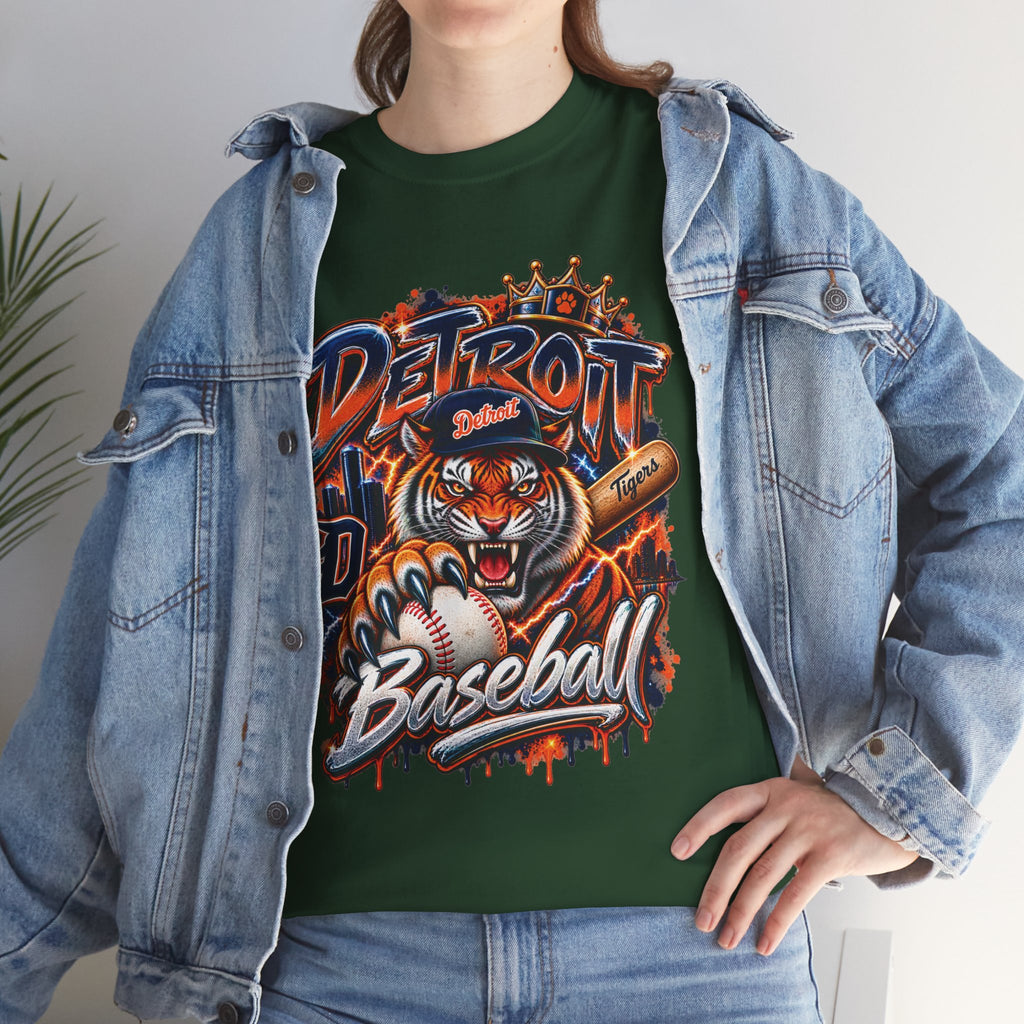 Detroit Tigers Tiger Baseball Tee | Vintage Mascot Detroit Baseball Shirt