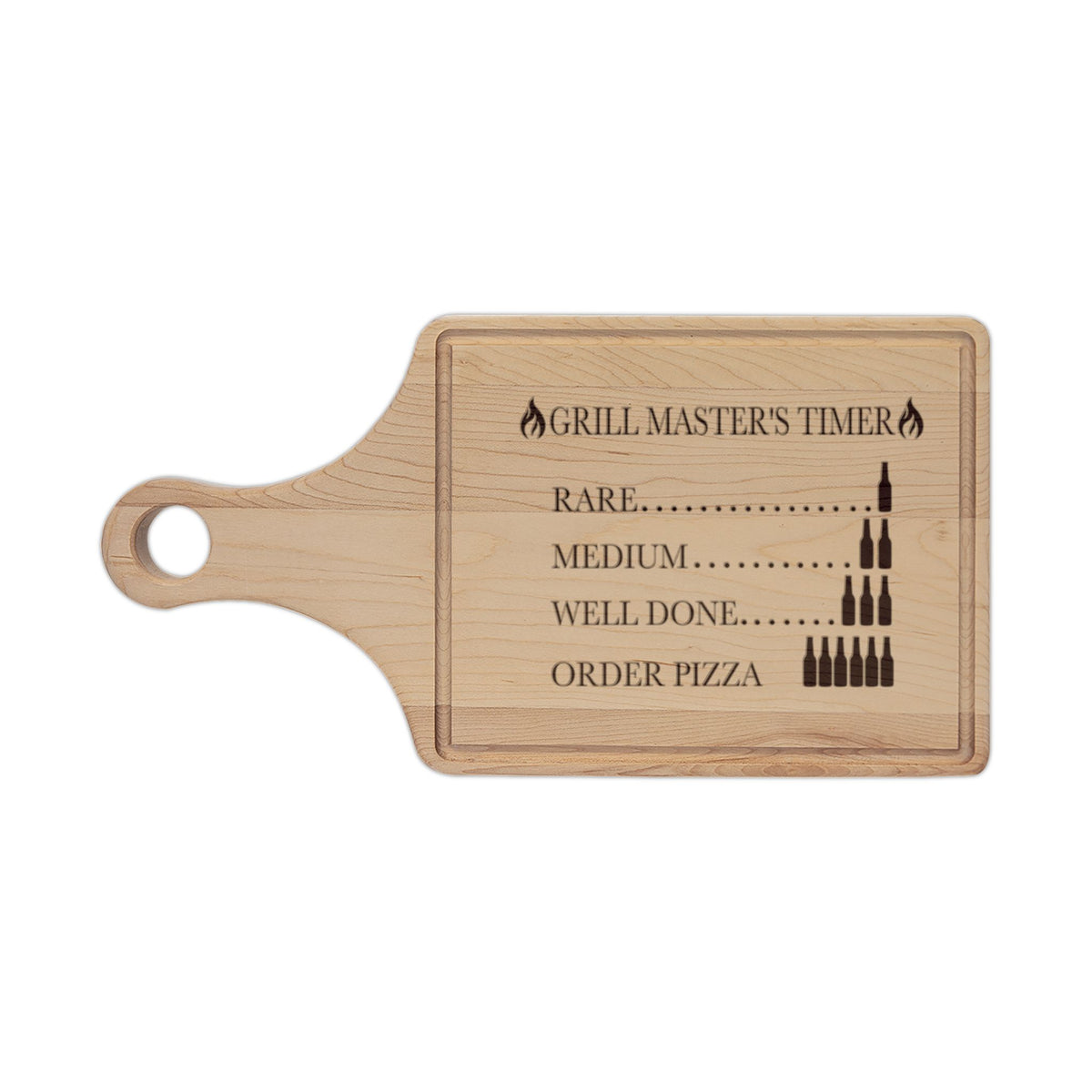 Grill Master Timer Wooden Cutting Board | Engraved Steak Doneness Guide