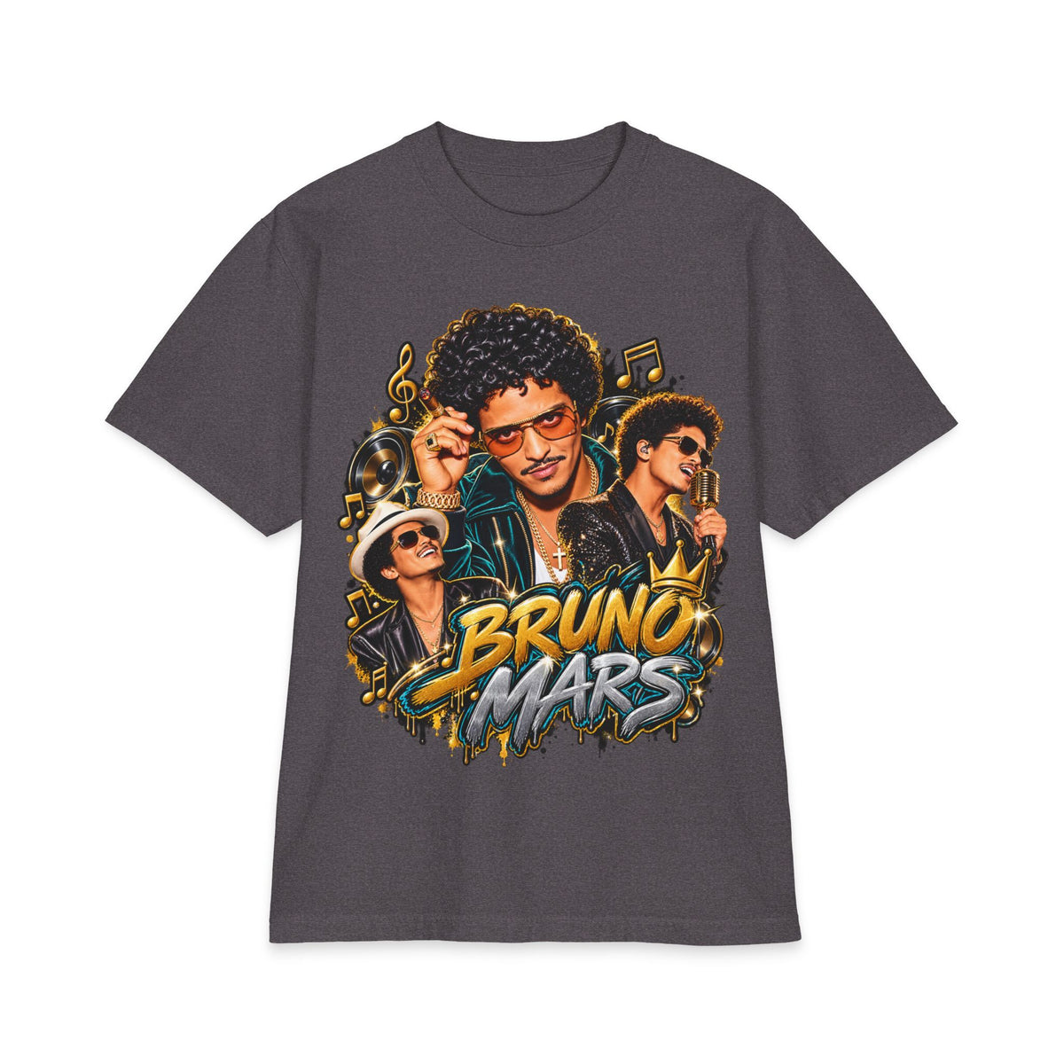 Bruno Retro Pop Singer Portrait T-Shirt | Tour Poster Back Graphic