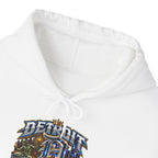 Detroit skyline determined slogan Hoodie | Motor City vintage style