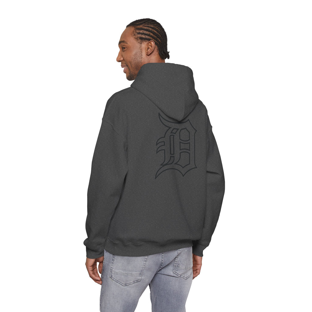 Detroit Basketball Graphic Hoodie | Vintage City Sports Logo, Front Collage Art