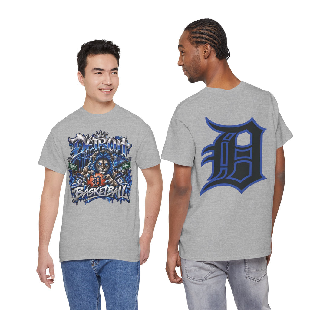 Detroit Basketball Lion Graphic Tee | Motor City D Old English Logo