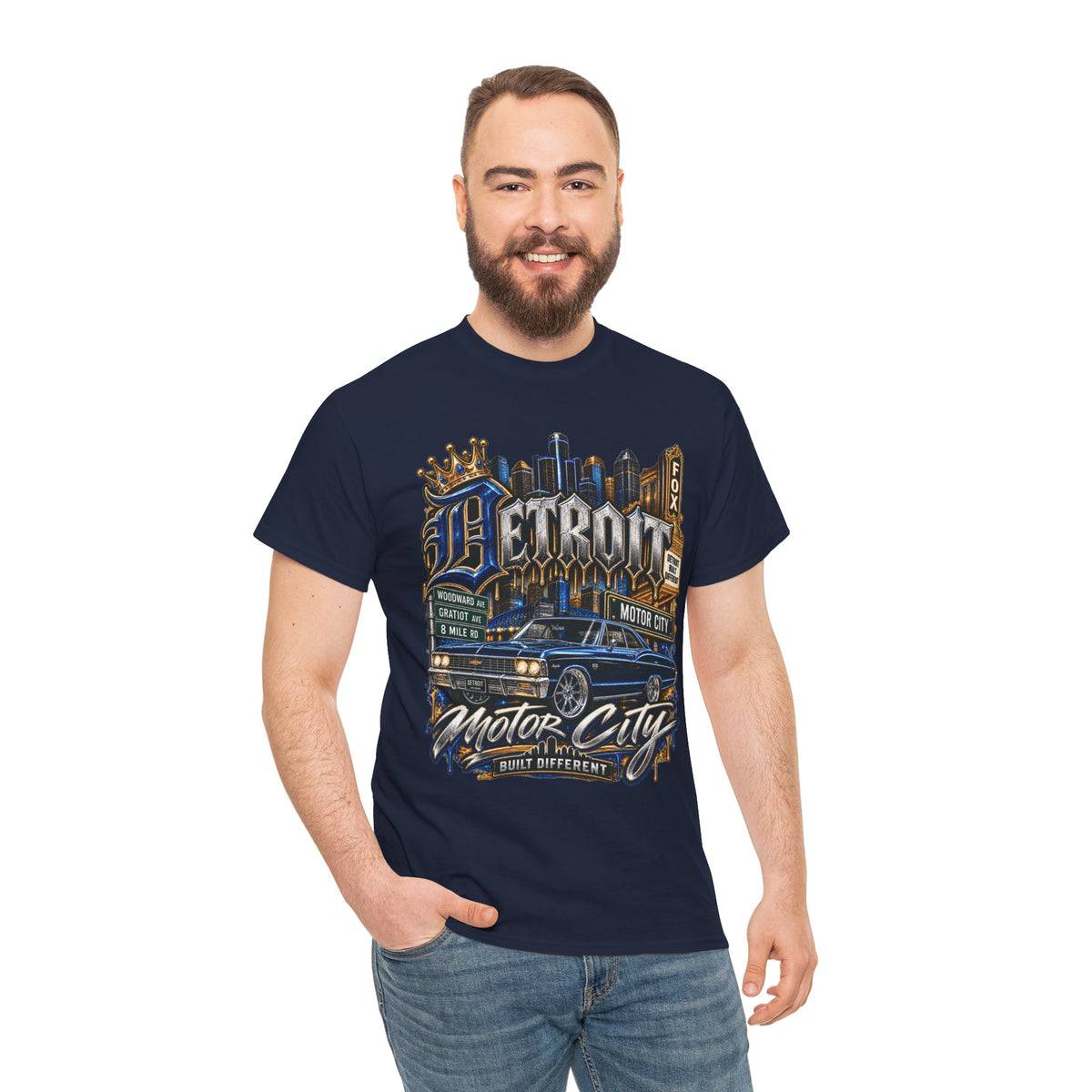 Detroit Motor City Graphic Tee | Skyline, Classic Car, Vintage Signage