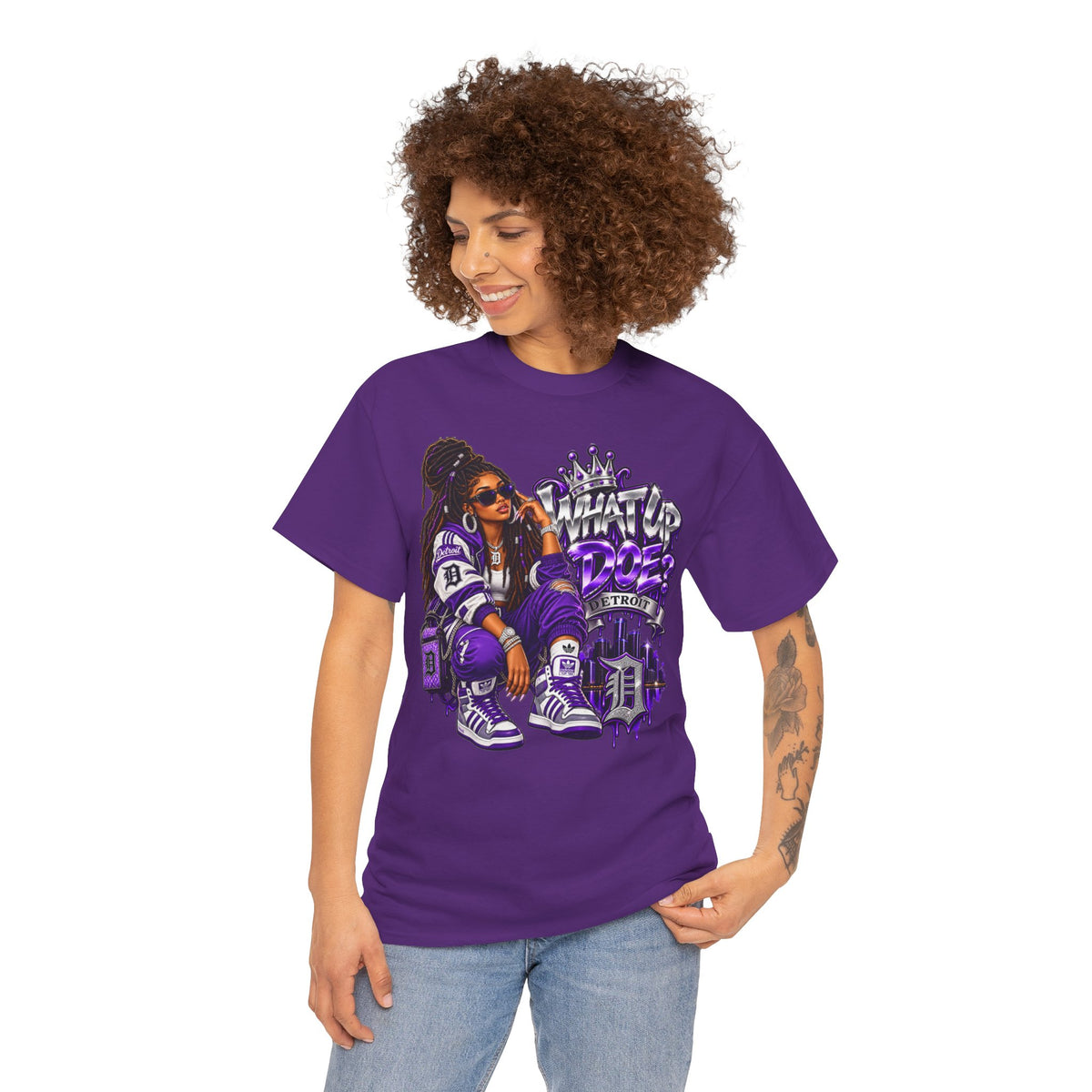 Detroit Queen what up doe Graphic Tee | Urban Streetwear, Purple Drip Art