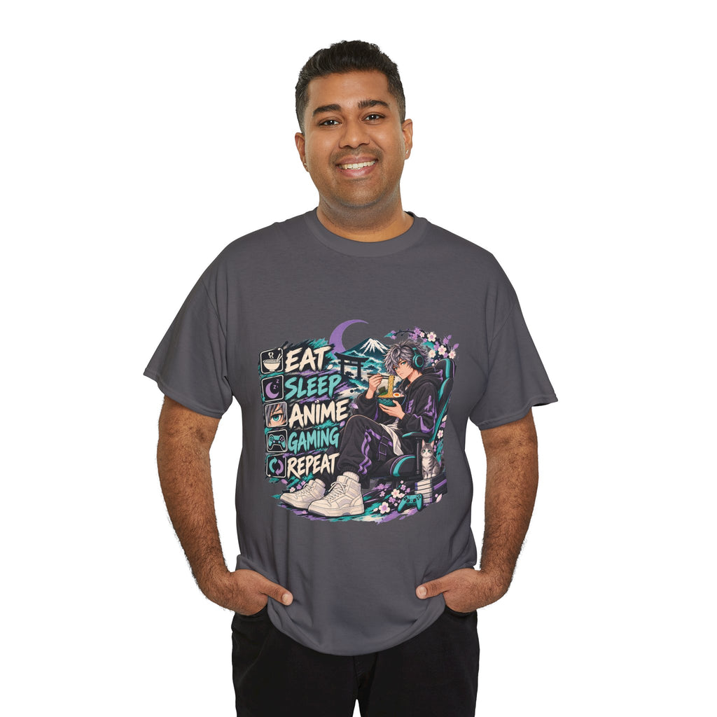 Eat Sleep Anime Gaming Repeat Video Game Graphic T-Shirt