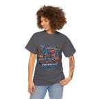 Detroit Skyline Collage T-Shirt | Motor City Landmarks, Vintage Neon Design