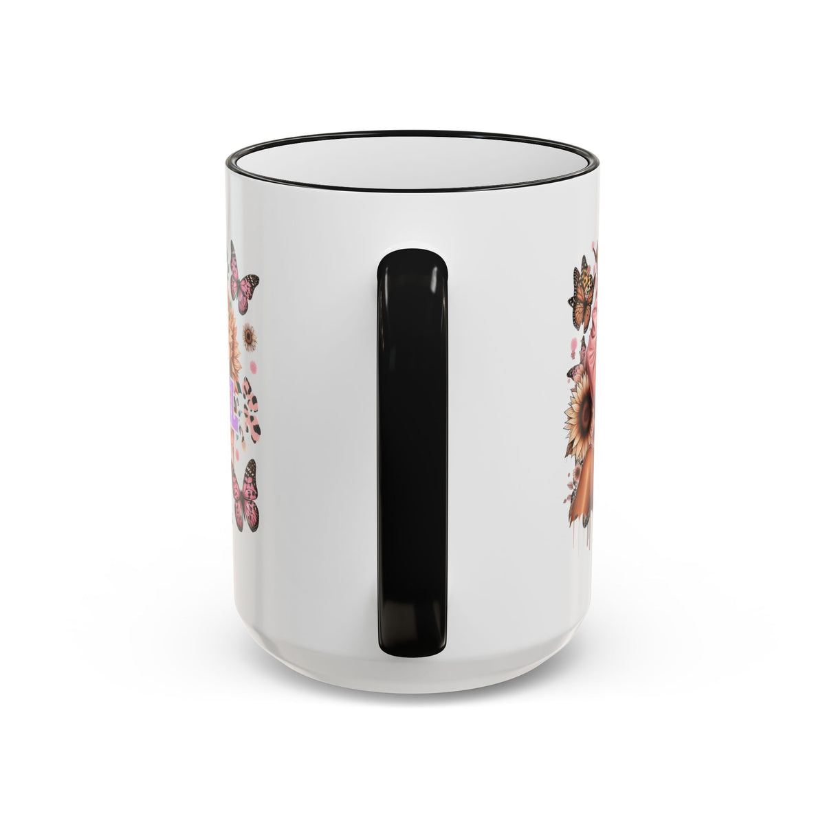 Anxiety Is My Name, Stay Calm mug | Floral Sunflowers & Butterflies Accent Rim Handle